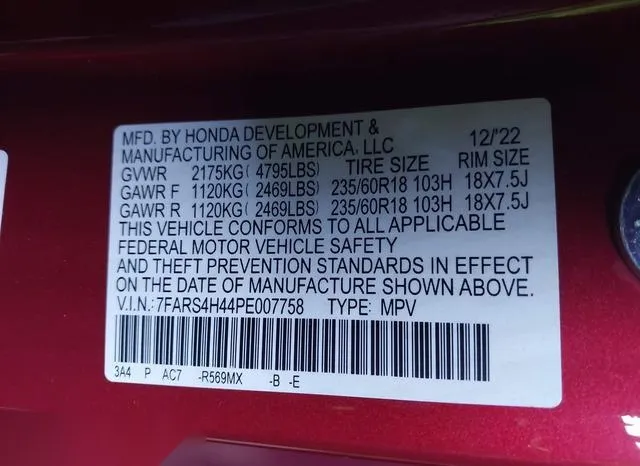 7FARS4H44PE007758 2023 2023 Honda CR-V- Ex Awd 9