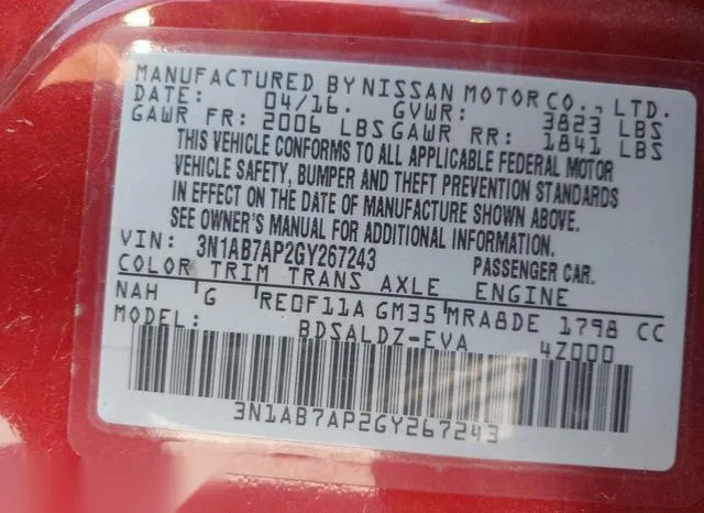 3N1AB7AP2GY267243 2016 2016 Nissan Sentra- SV 9