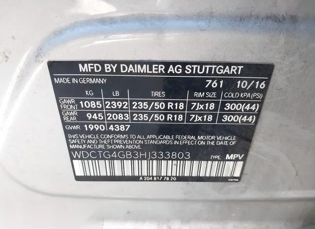 WDCTG4GB3HJ333803 2017 2017 Mercedes-Benz GLA 250- 4Matic 9