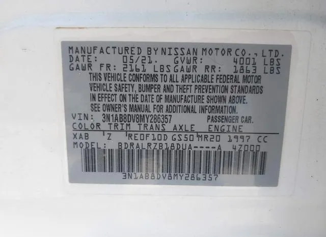 3N1AB8DV8MY286357 2021 2021 Nissan Sentra- Sr Xtronic Cvt 9