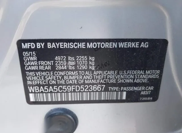 WBA5A5C59FD523667 2015 2015 BMW 5 Series- 528I 9