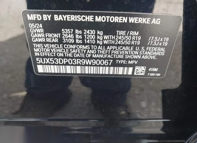 5UX53DP03R9W90067 2024 2024 BMW X3- Xdrive30I 9