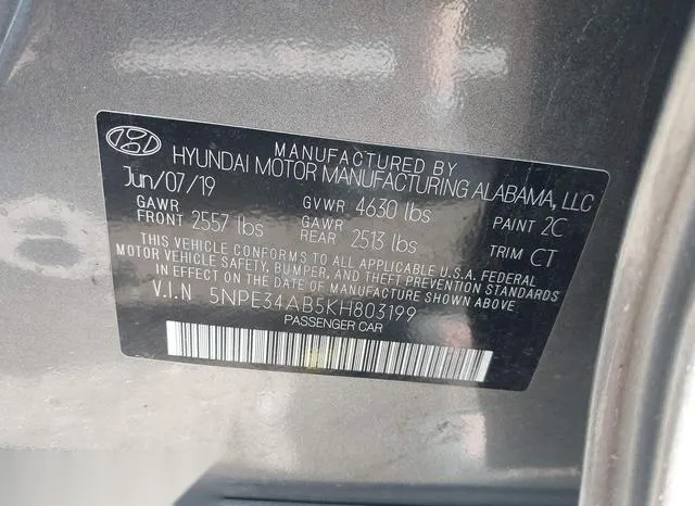 5NPE34AB5KH803199 2019 2019 Hyundai Sonata- Limited 2-0T 9