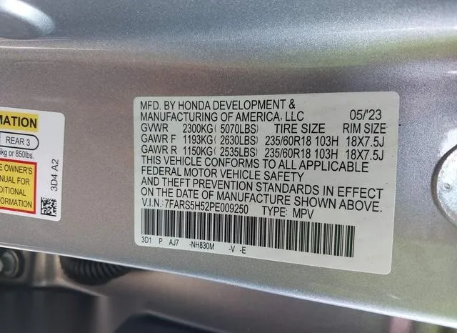 7FARS5H52PE009250 2023 2023 Honda CR-V- Hybrid Sport 9