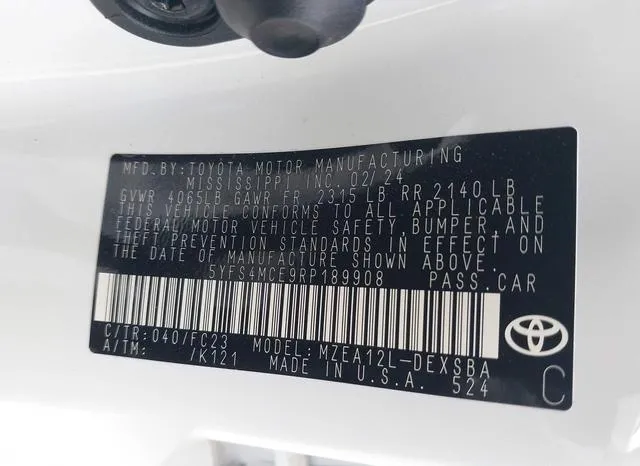 5YFS4MCE9RP189908 2024 2024 Toyota Corolla- SE 9