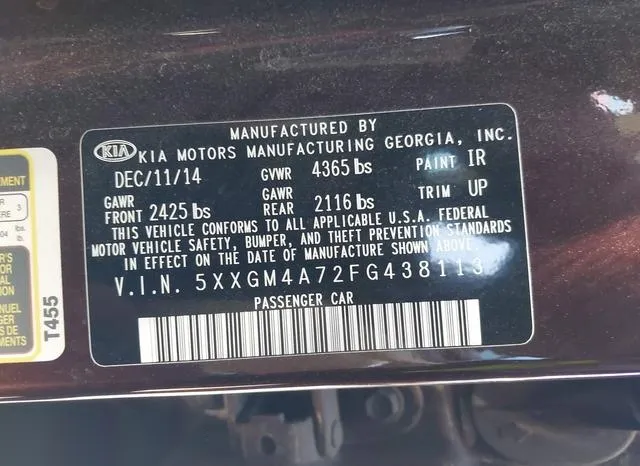 5XXGM4A72FG438113 2015 2015 KIA Optima- LX 9