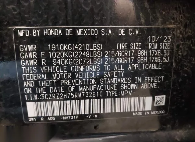 3CZRZ2H75RM732610 2024 2024 Honda HR-V- Awd Ex-L/Awd Ex-L W 9