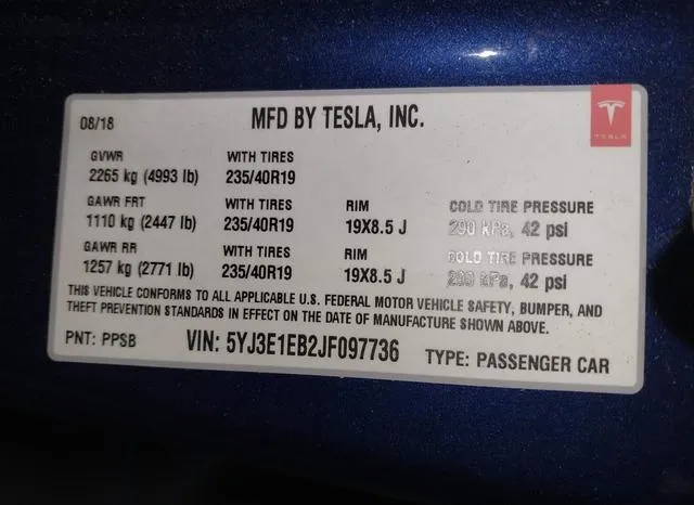 5YJ3E1EB2JF097736 2018 2018 Tesla Model 3- Long Range/Perfor 9