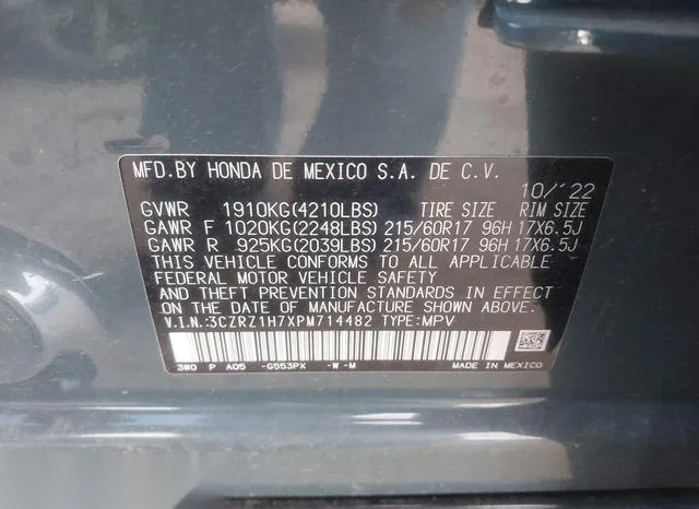 3CZRZ1H7XPM714482 2023 2023 Honda HR-V- 2Wd Ex-L 9