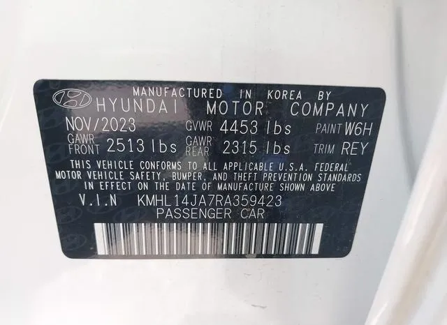 KMHL14JA7RA359423 2024 2024 Hyundai Sonata- Sel 9