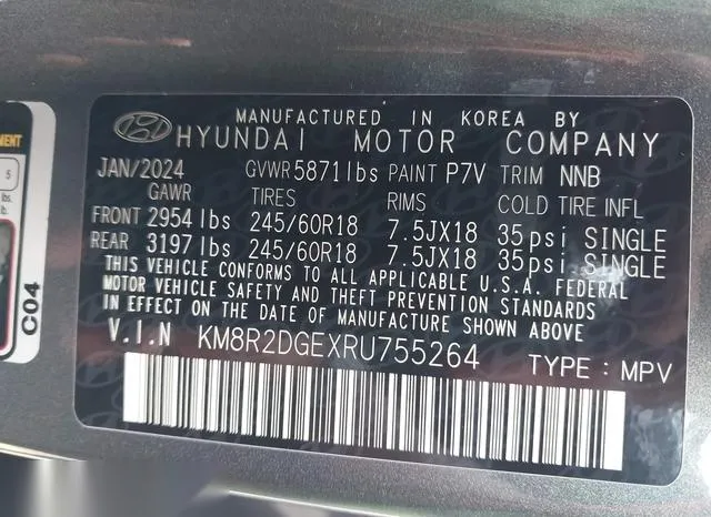 KM8R2DGEXRU755264 2024 2024 Hyundai Palisade- Sel 9