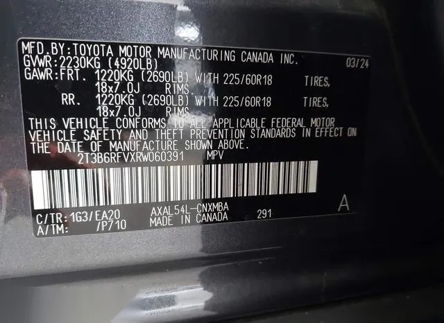 2T3B6RFVXRW060391 2024 2024 Toyota RAV4- Hybrid Xle Premium 9