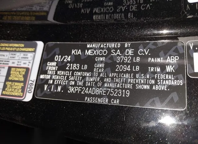 3KPF24AD8RE752319 2024 2024 KIA Forte- LX 9