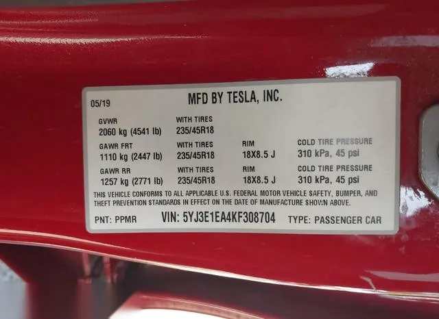 5YJ3E1EA4KF308704 2019 2019 Tesla Model 3- Long Range/Mid Ra 9