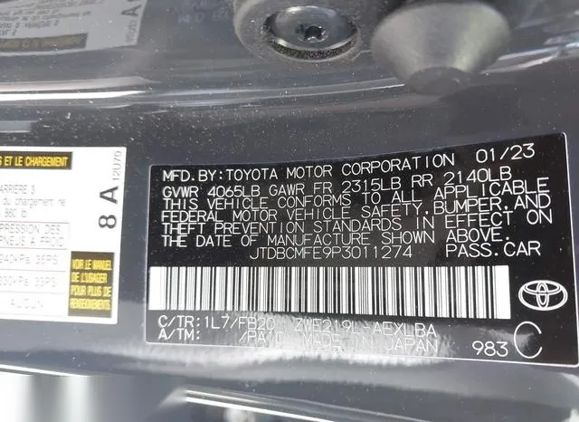 JTDBCMFE9P3011274 2023 2023 Toyota Corolla- Hybrid Le 9