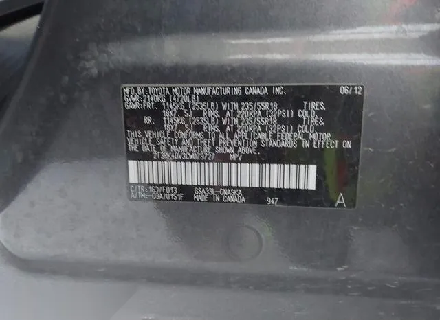 2T3RK4DV3CW079727 2012 2012 Toyota RAV4- Sport V6 9