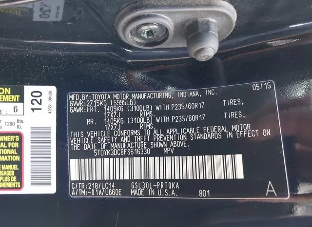 5TDYK3DC8FS616330 2015 2015 Toyota Sienna- Xle 8 Passenger 9