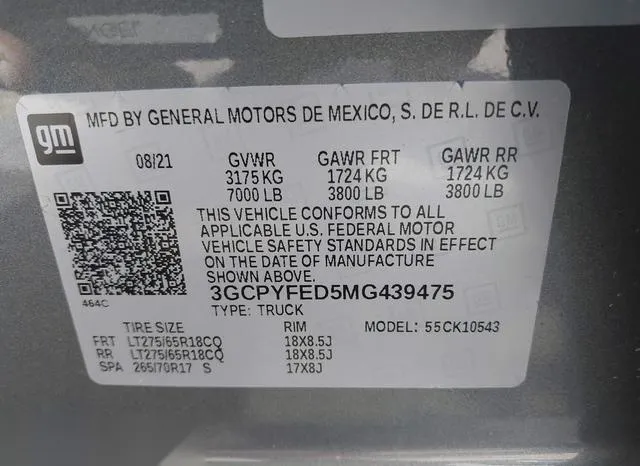 3GCPYFED5MG439475 2021 2021 Chevrolet Silverado 1500- 4Wd  S 9