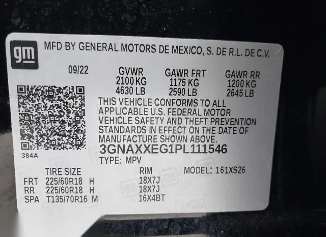 3GNAXXEG1PL111546 2023 2023 Chevrolet Equinox- Awd Premier 9