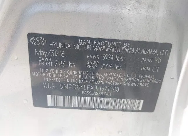 5NPD84LFXJH371088 2018 2018 Hyundai Elantra- Sel 9