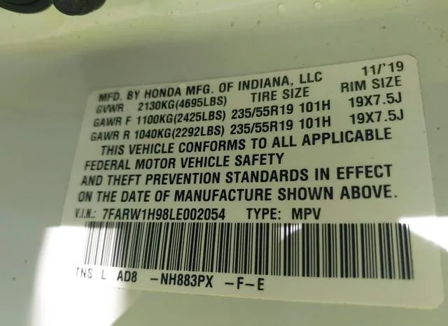 7FARW1H98LE002054 2020 2020 Honda CR-V- 2Wd Touring 9