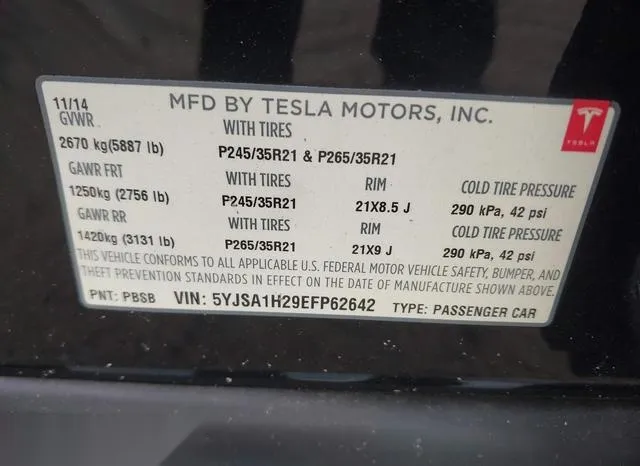 5YJSA1H29EFP62642 2014 2014 Tesla Model S- P85D 9