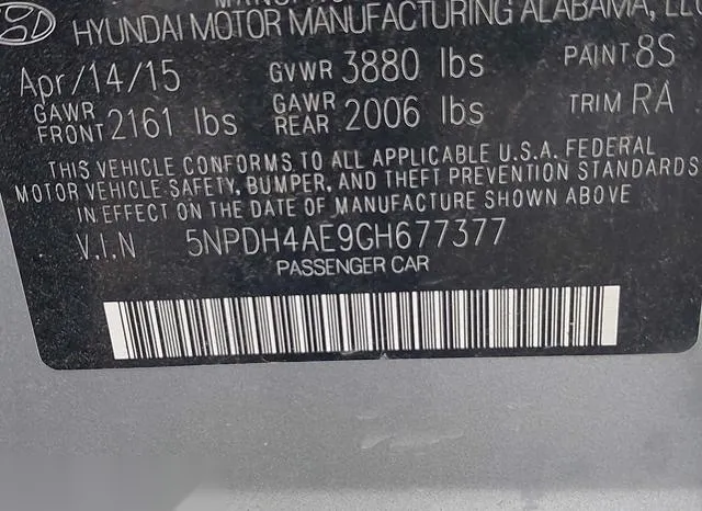 5NPDH4AE9GH677377 2016 2016 Hyundai Elantra- SE 9