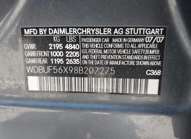 WDBUF56X98B207275 2008 2008 Mercedes-Benz E 350 9