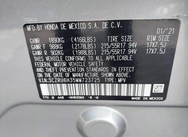 3CZRU6H35MM723725 2021 2021 Honda HR-V- Awd Lx 9