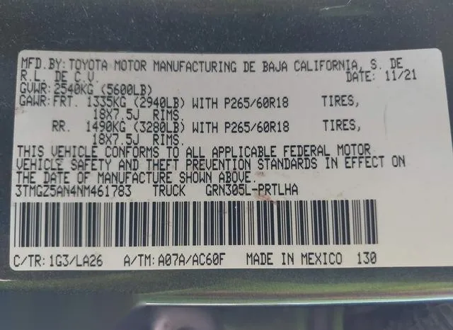 3TMGZ5AN4NM461783 2022 2022 Toyota Tacoma- Limited 9