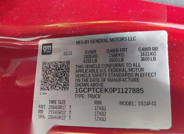 1GCPTCEK0P1127885 2023 2023 Chevrolet Colorado- 4Wd  Short B 9