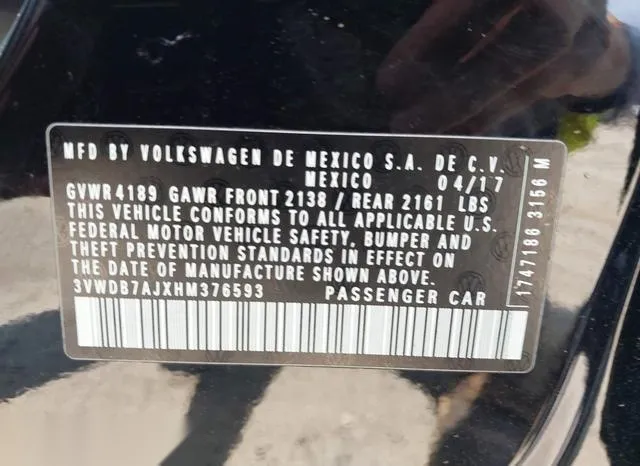 3VWDB7AJXHM376593 2017 2017 Volkswagen Jetta- 1-4T Se 9