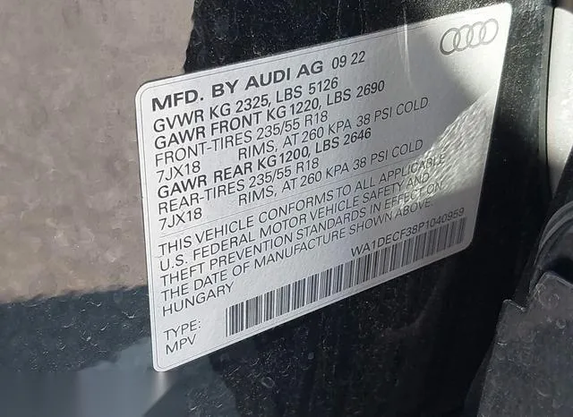 WA1DECF38P1040959 2023 2023 Audi Q3- Premium 45 Tfsi S Line  9