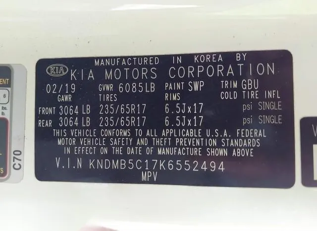 KNDMB5C17K6552494 2019 2019 KIA Sedona- LX 9