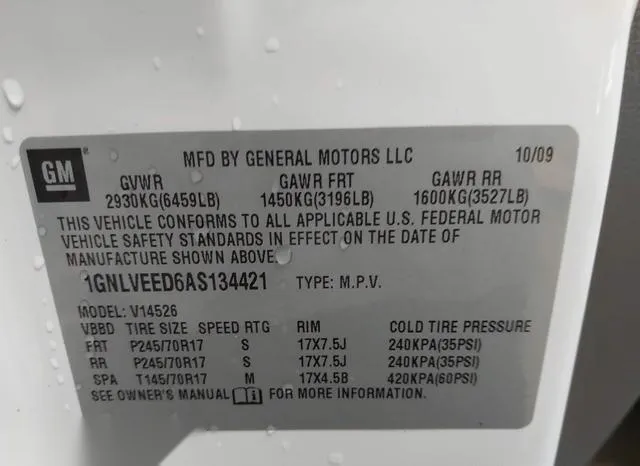 1GNLVEED6AS134421 2010 2010 Chevrolet Traverse- LS 9