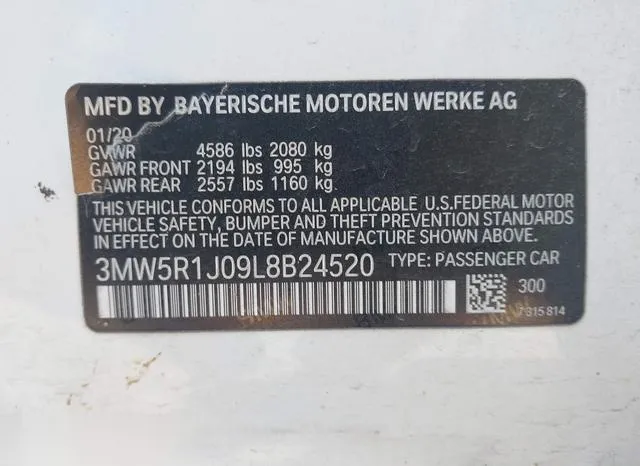 3MW5R1J09L8B24520 2020 2020 BMW 3 Series- 330I 9