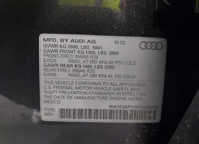 WA1F2AFY2R2029650 2024 2024 Audi Q5- Prestige 55 Tfsi E S Li 9