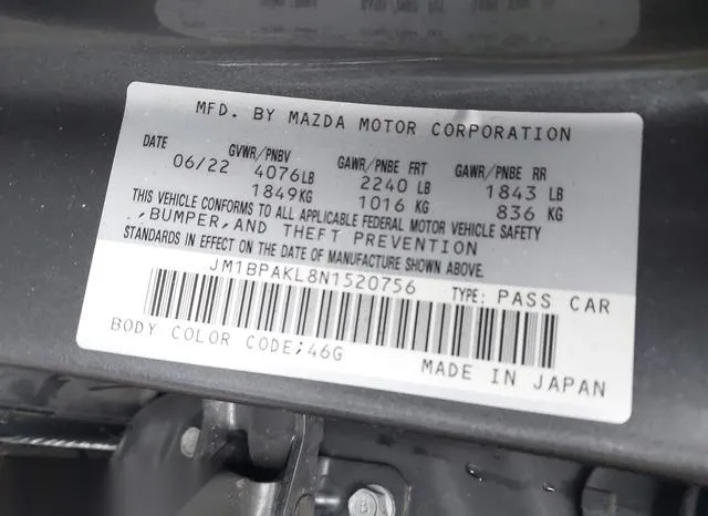 JM1BPAKL8N1520756 2022 2022 Mazda 3- Select 9