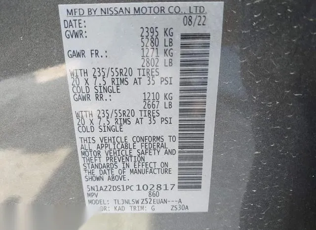 5N1AZ2DS1PC102817 2023 2023 Nissan Murano- Platinum Intelli 9