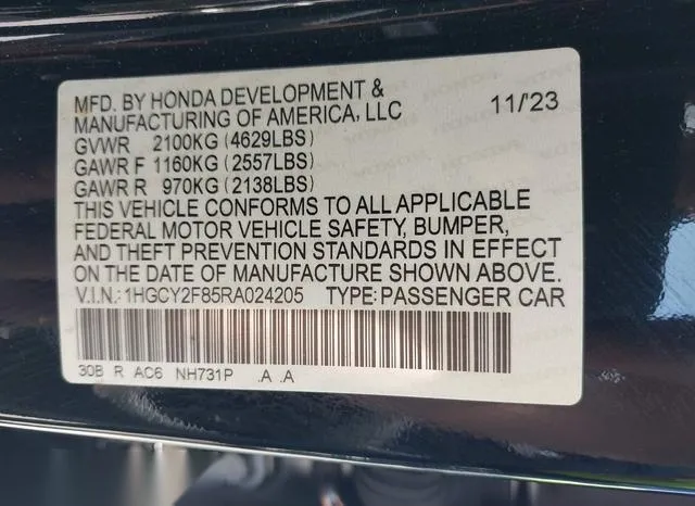 1HGCY2F85RA024205 2024 2024 Honda Accord- Hybrid Touring 9