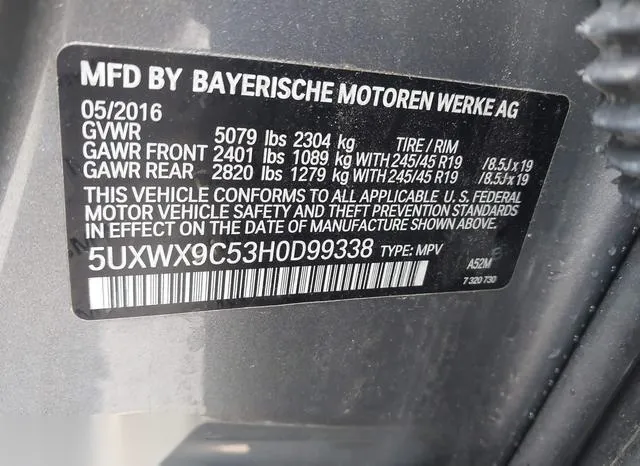 5UXWX9C53H0D99338 2017 2017 BMW X3- Xdrive28I 9