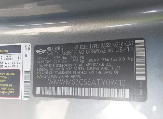 WMWMS3C56ATY09410 2010 2010 Mini Cooper S 9