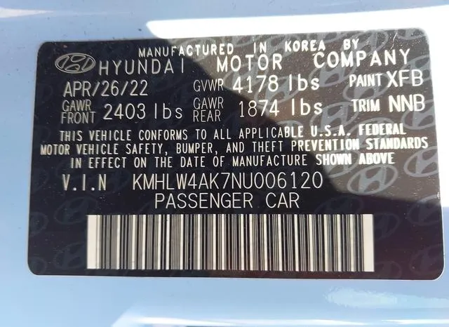 KMHLW4AK7NU006120 2022 2022 Hyundai Elantra N 9