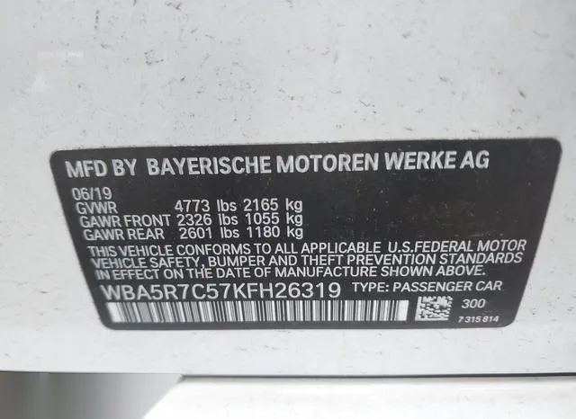 WBA5R7C57KFH26319 2019 2019 BMW 3 Series- 330I Xdrive 9