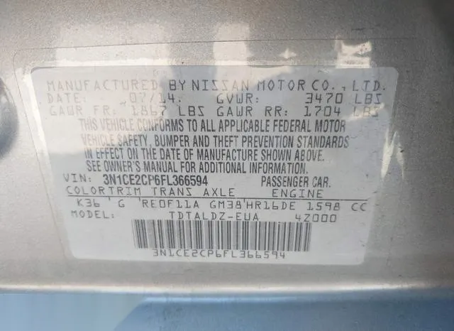 3N1CE2CP6FL366594 2015 2015 Nissan Versa- Note SV 9