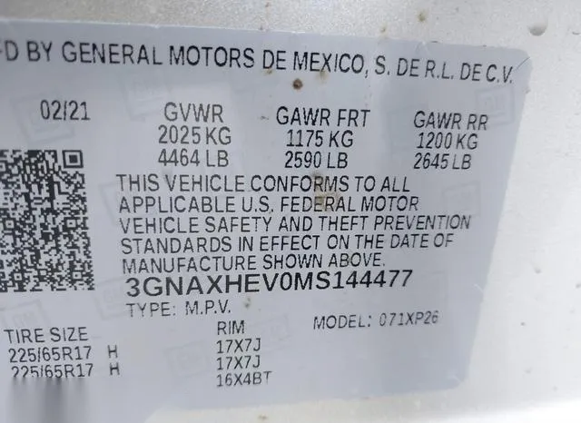 3GNAXHEV0MS144477 2021 2021 Chevrolet Equinox- Fwd Ls 9