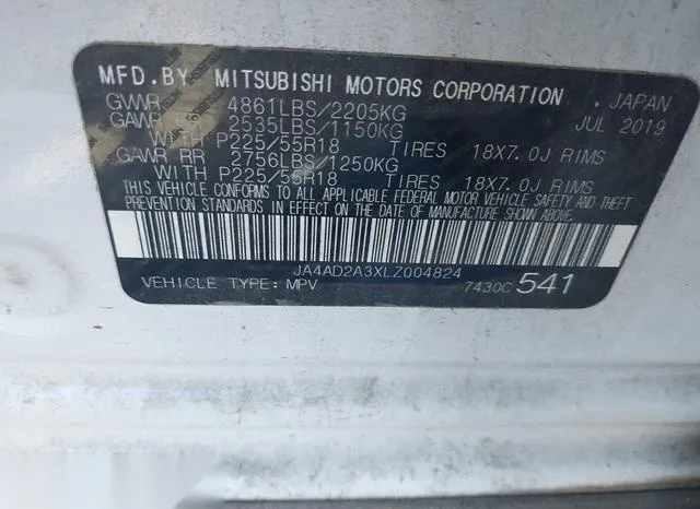 JA4AD2A3XLZ004824 2020 2020 Mitsubishi Outlander- ES 2-4 9