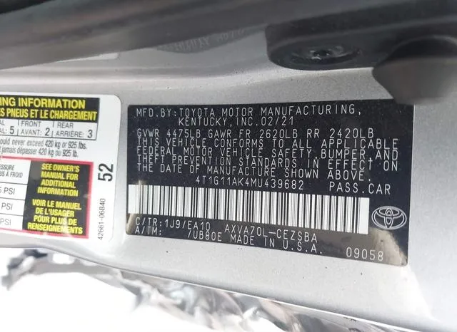 4T1G11AK4MU439682 2021 2021 Toyota Camry- SE 9