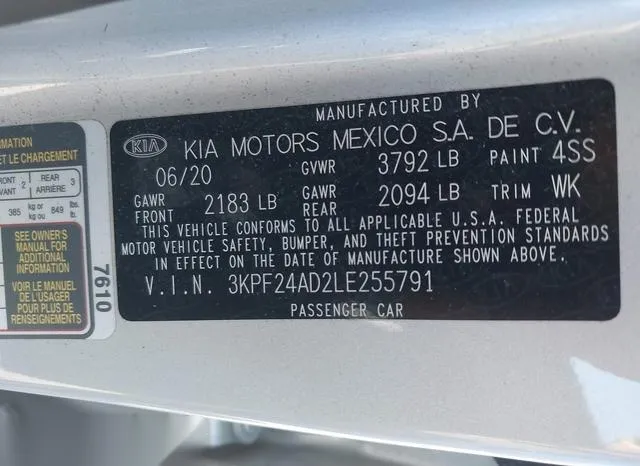 3KPF24AD2LE255791 2020 2020 KIA Forte- Lxs 9