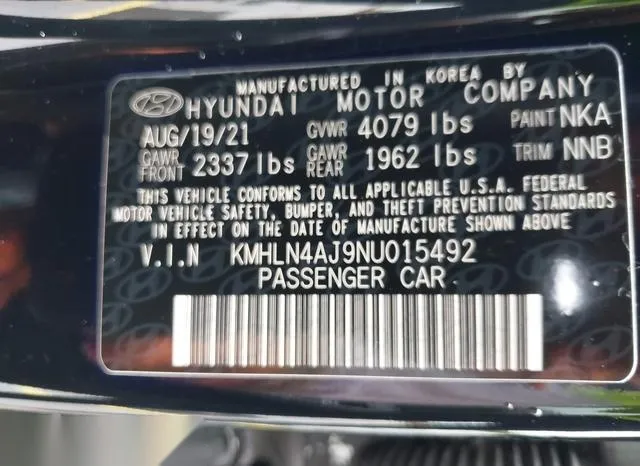 KMHLN4AJ9NU015492 2022 2022 Hyundai Elantra- Hybrid Limited 9